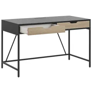 Home Office Desk with Storage Black JENA