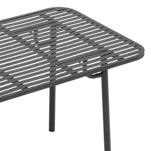 Black 160cm W Outdoor Garden Dining Table with Metal Slatted Top