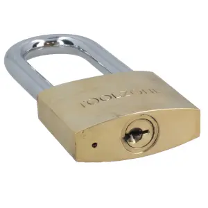 50mm long shackle brass padlock 3 keys security / lock / shed / garage TE620