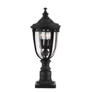 Luminosa English Bridle 3 Light Medium Outdoor Pedestal Light Black IP44, E14