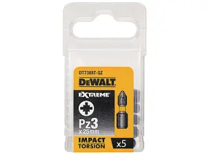 DEWALT DT7388T-QZ Extreme Impact Torsion Bits PZ3 x 25mm (Pack 5) DEWDT7388TQZ