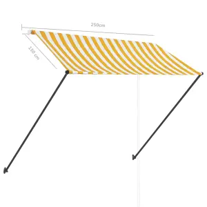 Berkfield Retractable Awning with LED 250x150 cm Yellow and White