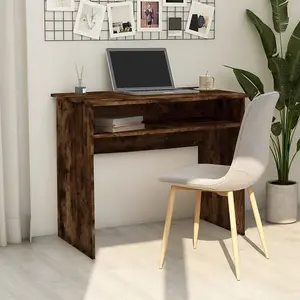 Berkfield Desk Smoked Oak 90x50x74 cm Engineered Wood