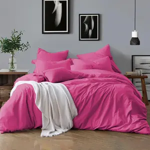 Klarita Polyester Solid Colour Duvet Cover Set with Pillowcases Pink / Double - 2 Pillowcase (50 x 75 cm)