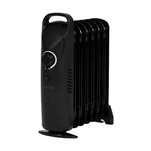 Mini Oil Filled Radiator Low Energy Electric Heater 600W Black