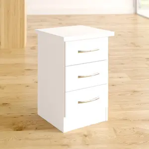 Cascio 3 Drawer Bedside Table White Gloss