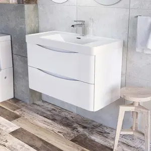 Stanhope 900mm Single Bathroom Vanity with Integrated Stone Basin Gloss White