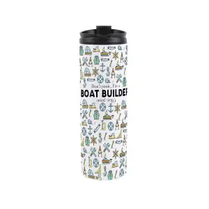 Boat Builder Travel Mug - Novelty Trades Gift Stainless Steel Vacuum-Sealed Double-Walled Hot/Cold Drinks Travel Flask