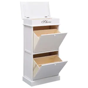 Berkfield Shoe Cabinet White 50x28x98 cm Paulownia Wood