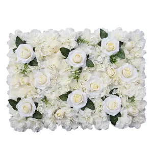 Artificial Flower Wall Backdrop Panel, 60cm x 40cm, With Green Leaves