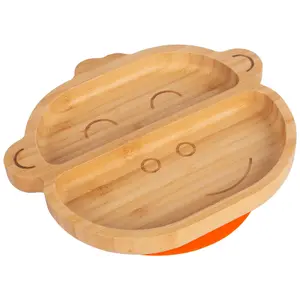 Tiny Dining - Children's Bamboo Suction Monkey Plate - Orange