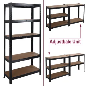 House of Home Garage Shelving Unit Heavy Duty 5 Shelf Steel & MDF Black Heavy Duty  (H) 1500mm x (W) 700mm