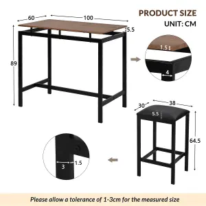 Bar Table and 4 Stools Kitchen Set with Padded Seat Breakfast Small Dining Table and 4 Chairs Set