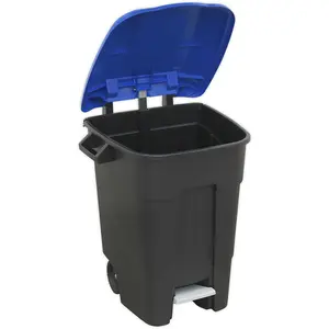 Durable 100L Blue Wheelie Bin with Foot Pedal and Two 200mm Wheels