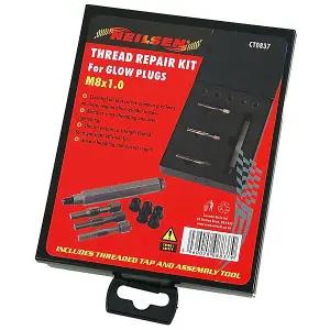 9pc Glow Plug Thread Repair Set. M8x1.0mm Diesel Not Helicoil (Neilsen CT0837)