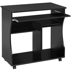 Yaheetech Black Wood Computer Desk with Wheels