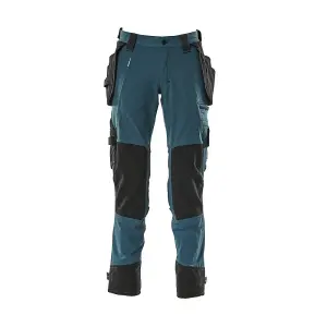 Mascot Advanced Trousers with Holster Pockets and Stretch - Dark Petroleum   (29.5) (Leg Length - Regular)