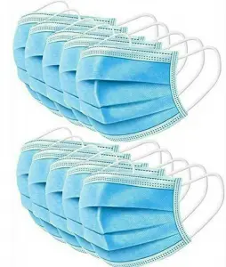 KAV 50 pack 3 Ply Disposable Face Masks Face Covering High Filterability, Suitable For Sensitive Skin Face Mask (50, Blue)