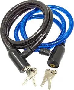 Set Of 2 Armoured Steel Cable Lock With 2 Keys Motorcycle Bike Security Protection 10Mm X 1000Mm