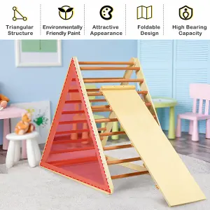 Costway Wooden Foldable Triangle Climber Step Training Ladder Pikler Toddler With Ramp