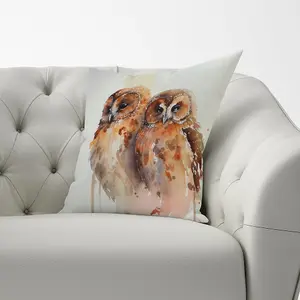 Loving Tawny Owls Watercolour Cushions 60cm x 60cm