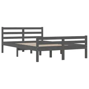 Berkfield Bed Frame Grey Solid Wood 150x200 cm King Size