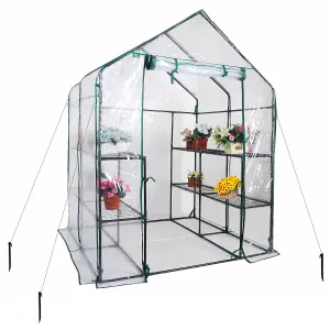 Walk In Greenhouse with PVC Cover Garden Grow Green House 8 Shelves