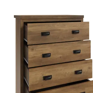 GFW Boston 4 Drawer Chest of Drawers Knotty Oak