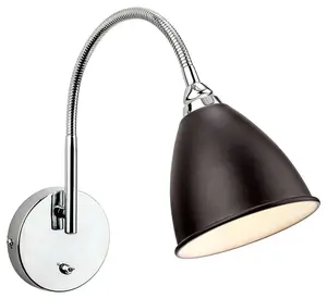 Luminosa Bari 1 Light Indoor Wall Light (Switched) Black, Chrome, E14