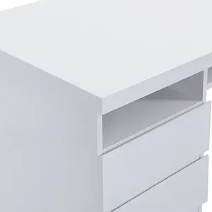 Sydney High Gloss Computer Desk With 1 Door 3 Drawers In White