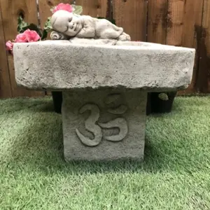 Stone Cast Small Birdbath Monk Buddha