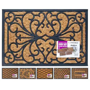 New Heavy Duty Non Slip Door Mat Panama Home Welcome Rubber Natural Coir 40 X 60