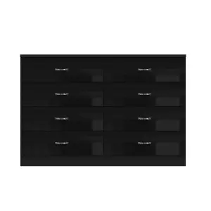 Black Gloss 8 Drawer Chest Of Drawers 4+4 Bedroom Furniture