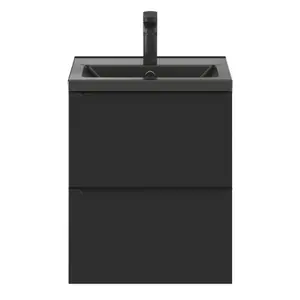 GoodHome Imandra Slimline Matt Black Wall-mounted Bathroom Cabinet (H) 600mm (W) 500mm