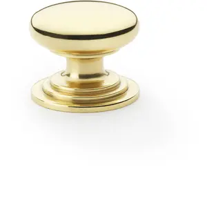 Stepped Round Door Knob Polished Brass 32mm Classic Kitchen Cabinet Pull Handle