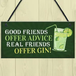 Red Ocean Friendship Gin Sign Garden Plaque Shed Home Bar Pub Kitchen Hanging Wall Plaque Gift