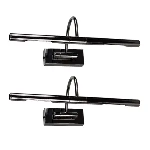 ValueLights Capri Pair of Modern Adjustable Black Chrome Twin Picture Wall Lights