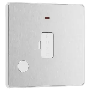 BG Evolve Unswitched Fuse Unit, FCU, LED & Flex Outlet, Brushed Steel