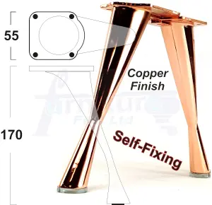 4 x FURNITURE FEET METAL COPPER FURNITURE LEGS 170mm HIGH ROSE GOLD  SOFAS CHAIRS STOOLS PreDrilled CWC971