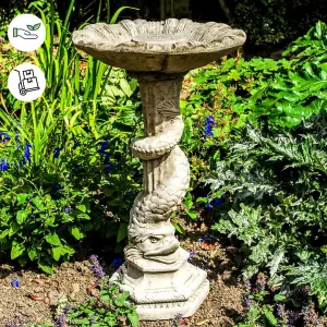 Serpent Design Stone Garden Birdbath