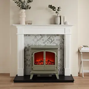 Focal Point Woodthorpe White & black MDF Artisian Fireplace surround set