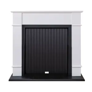 Adam Oxford Stove Fireplace in Pure White & Black, 48 Inch