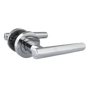 Door Handles T Bar Straight Lever on Rose Thumb turn & Lock - Chrome