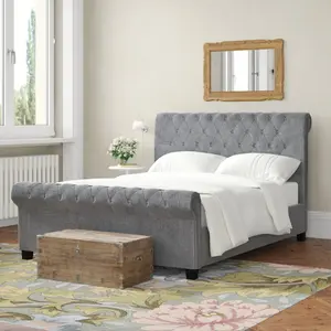 Cheltenham Upholstered Sleigh Bed Silver / Kingsize (5')