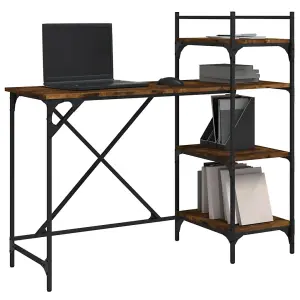 Berkfield Computer Desk with Shelves Smoked Oak 120x47x109 cm