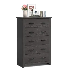 Costway 5 Drawer Dresser Vertical Chest of Drawers Wooden Storage Dresser Organizer