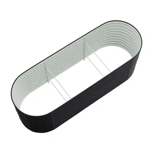 240cm W x 80cm D Oval-Shaped Galvanized Steel Raised Garden Bed Outdoor Use Only