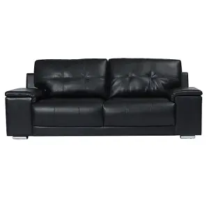 Kensington Faux Leather 3 + 2 Seater Sofa Set In Black