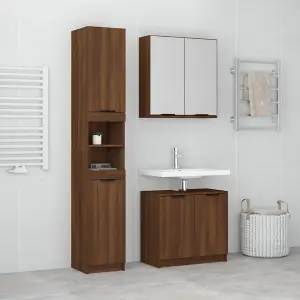 Berkfield 3 Piece Bathroom Cabinet Set Brown Oak Engineered Wood