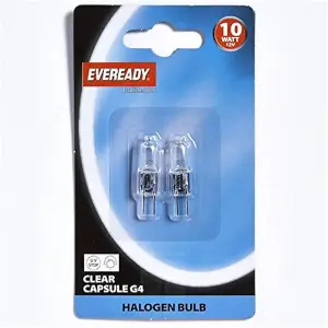 10 x Eveready Clear G4 Capsule Halogen Light Bulbs 10W 12V 2 Pin